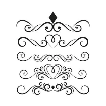 Set of black lines ornaments, frames for illustrations on a white background  Illustrazione stock