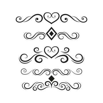 Set of black lines ornaments, frames for illustrations on a white background  Illustrazione stock