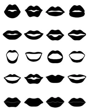 Set of black lips Stock Illustration