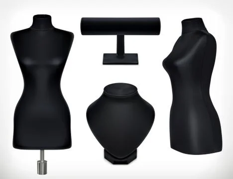 Set of black mannequins, vector objects Stock Illustration