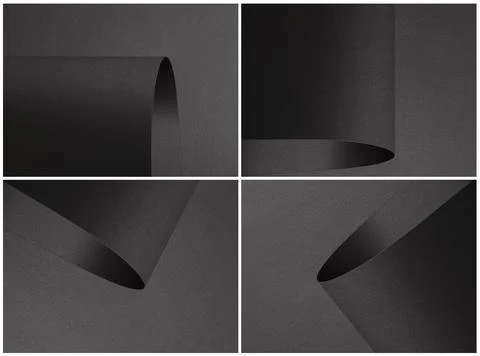 A set of black matte papers features simple folded edges and clean graphic .. Stock Photos