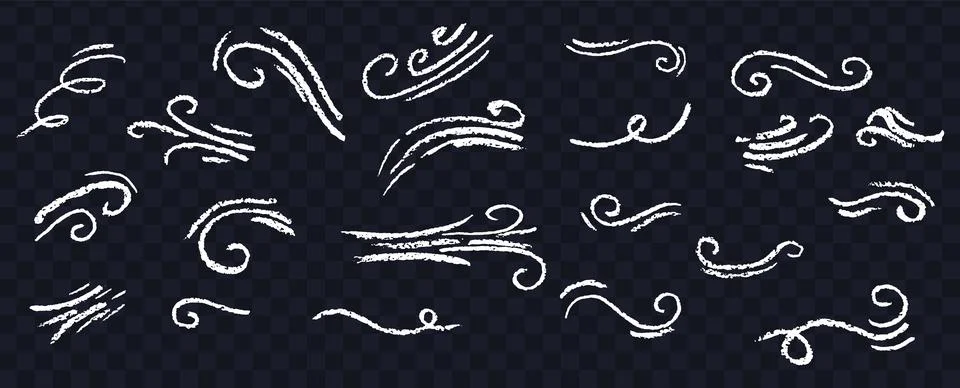 Set of black motion lines. Collection of modern abstract wind symbols. Hand Stockillustratie