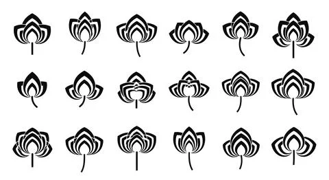 Set of black oak leaf icons Stock Illustration