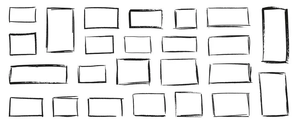 Set black outline frames isolated on white background. Stock Illustration