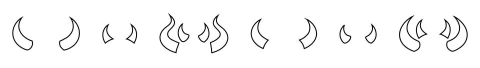 Set of Black outlines of devil horns with a curved shape design. Demon Horn.. Stock Illustration