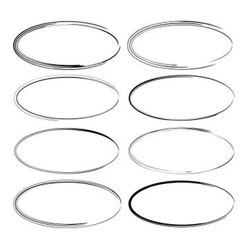 Set of black oval frames.  Vector illustration. Stock Illustration