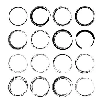 Set of black oval grunge frames. Empty  borders. Vector illustration. Illustrazione stock