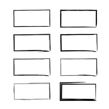 Set of black oval grunge frames. Creative horizontal borders. Vector illustra Illustrazione stock