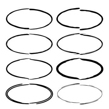 Set of black oval grunge frames. Creative borders. Vector illustration. 스톡 일러스트