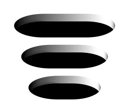 Set Black oval hole, rounded mockup. Isolated realistic transparent png Stock Illustration