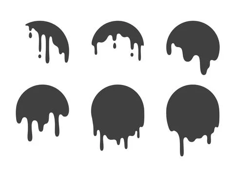 Set of black paint drip and liquid drop shapes. Stock Illustration