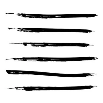 Set of black paint, ink brush strokes, lines. Dirty artistic design elements. Illustrazione stock