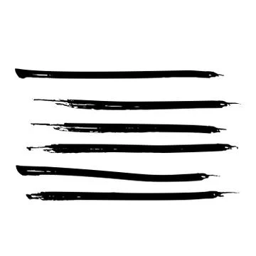 Set of black paint, ink brush strokes, lines. Dirty artistic design elements. Stock Illustration
