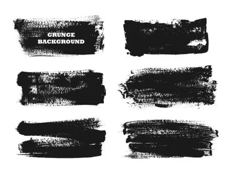 Set of black paint, ink brush strokes, brushes, lines. Dirty artistic design Stock Illustration