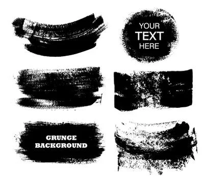 Set of black paint, ink brush strokes, brushes, lines. Dirty artistic design Illustrazione stock