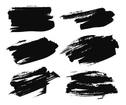 Set of black paint, ink brush strokes, brushes, lines. Dirty artistic design  Stock Illustration