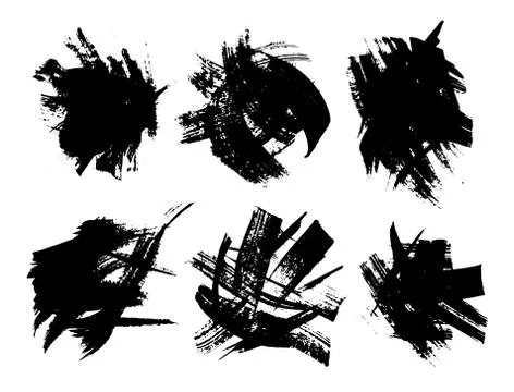 Set of black paint, ink brush strokes, brushes, lines. Dirty artistic design  Stock-Illustration