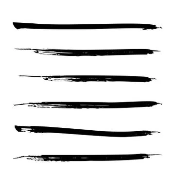 Set of black paint, ink brush strokes, lines. Dirty artistic design elements Illustrazione stock