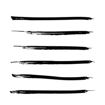 Set of black paint, ink brush strokes, lines. Dirty artistic design elements Stock Illustration