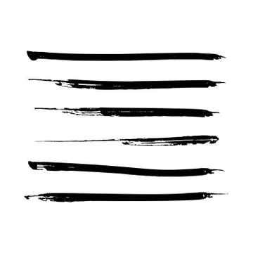 Set of black paint, ink brush strokes, lines. Dirty artistic design elements Illustrazione stock