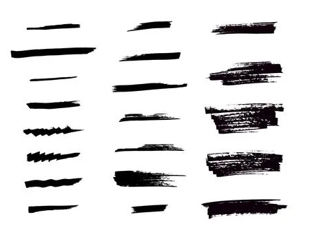 Set of black paint, ink brush strokes, Grunge design elements. Stock Illustration