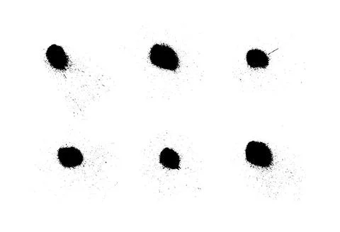 Set of black paint splashes, blots isolated on white background. Ink stains w Stock Illustration