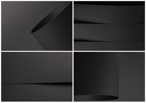 A set of black papers forms a series of geometric shapes and crisp surfaces.. 스톡 사진
