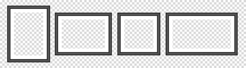 Set of black photo frames. White passe-partout Stock Illustration