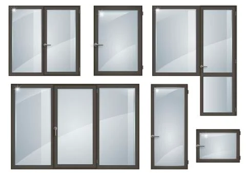 Set of black plastic windows Stock Illustration