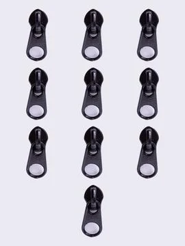 Set of black plastic zipper pulls Foto stock