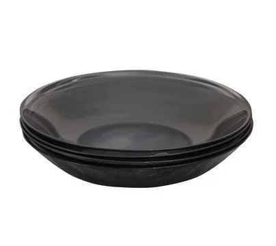 Set of black plates on white background Stock Photos