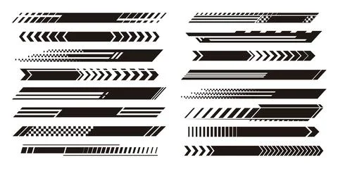 Set of black racing stripes on white background Stockillustratie