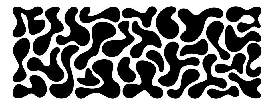 Set of black random irregular blobs in liquid organic abstract shapes Stock Illustration