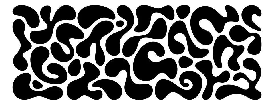 Set of black random irregular blobs in liquid organic abstract shapes Stock Illustration