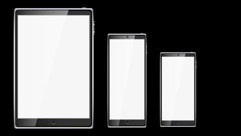 Set of black realistic tablet computer mobile smart smart mobile phone, smart Stock Illustration