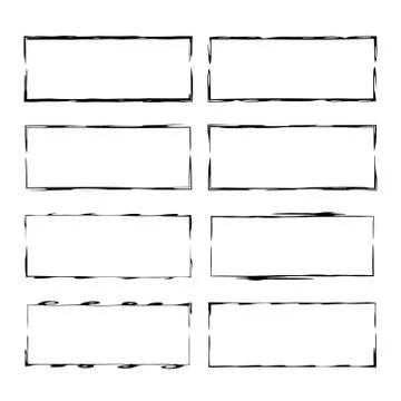 Set of black rectangle grunge frames. Geometric empty borders. Vector illustr イラスト素材