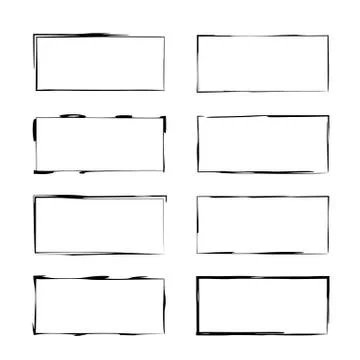 Set of black rectangle grunge frames. Geometric empty borders. Vector illustr Stock Illustration