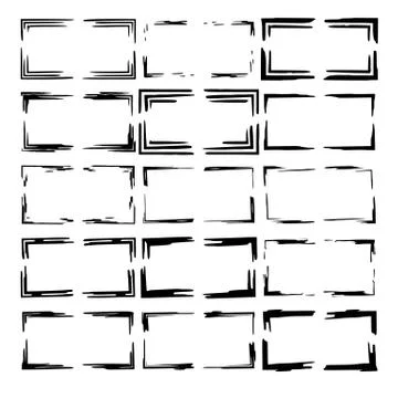 Set of black rectangle grunge frames. Square empty borders. Element for Graph イラスト素材