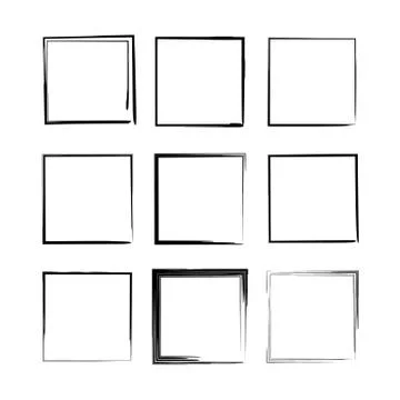 Set of black rectangle grunge frames. Empty borders. Vector illustration. Stockillustratie