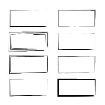 Set of black rectangle grunge frames. Empty borders. Vector illustration. Stock Illustration