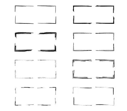 Set of black rectangle grunge frames. Geometric empty borders collection. Vec Stock Illustration