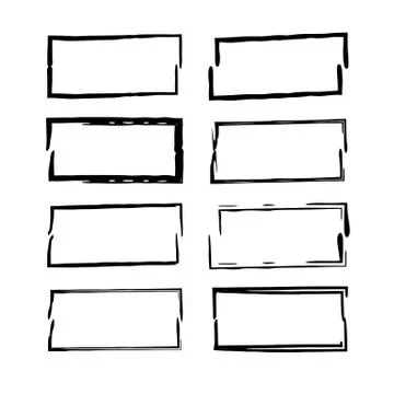 Set of black rectanglel grunge frames. Creative linear borders. Vector illust イラスト素材