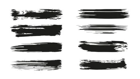 Set of black rectangles drawn with ink by hand, stripes drawn Stock Illustration