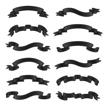 Set of black ribbons Stock Illustration