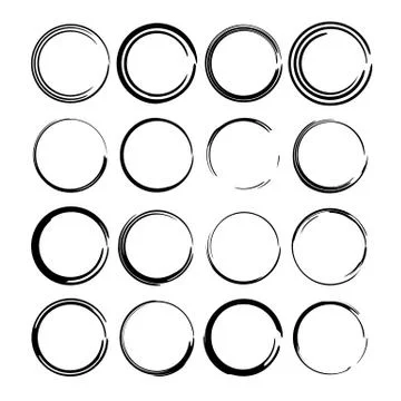 Set of black round  frames. Oval empty  borders. Vector illustration. Stock-Illustration