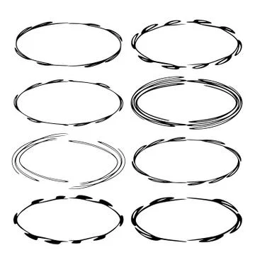 Set of black round grunge frames. Borders. Vector illustration. Stock Illustration