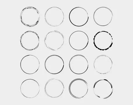 Set of black round grunge frames. Geometric empty borders collection. Vector  Stock Illustration
