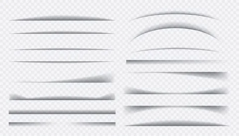 Set of black shadow. Paper divider tabs web lines break frame Stock Illustration