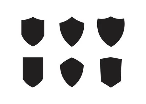 Set of Black Shield Icons in Different Shapes Vector Illustration Stock Illustration