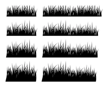 Set of black silhouette grass in different height Stock Illustration